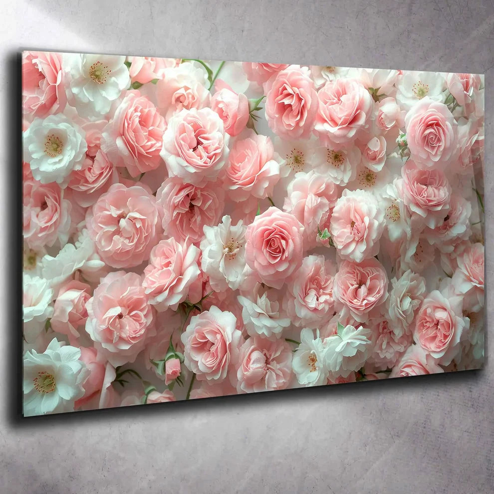 Pink Roses Glass Wall Art