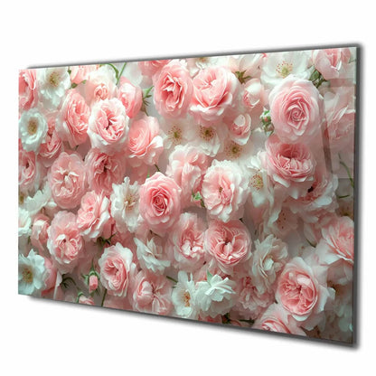 Pink Roses Glass Wall Art