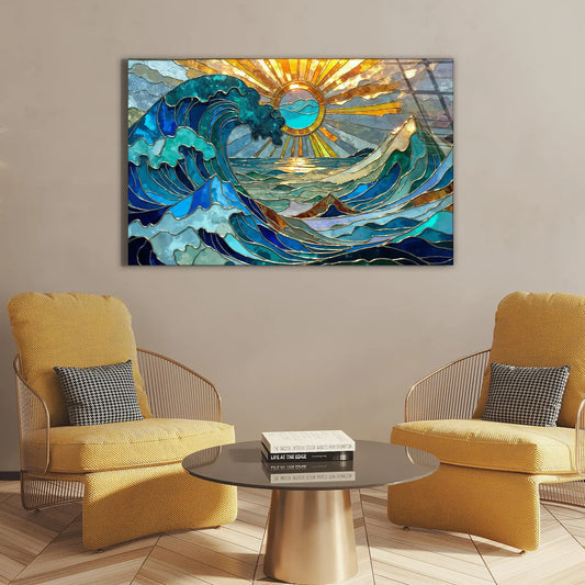 Ocean Waves Glass Wall Art