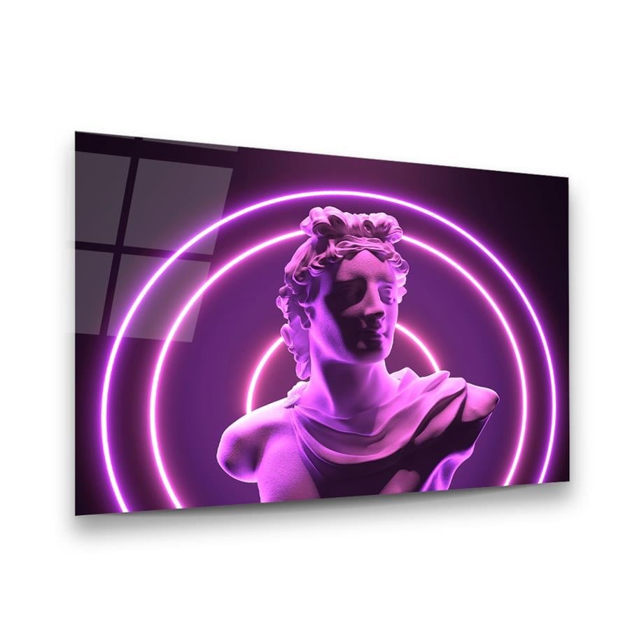 Neon Purple Bust Glass Wall Art