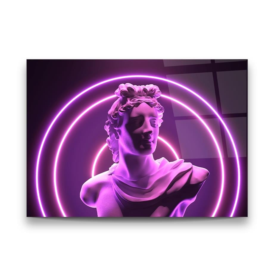 Neon Purple Bust Glass Wall Art
