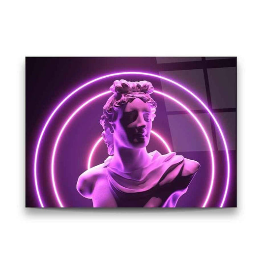 Neon Purple Bust Glass Wall Art
