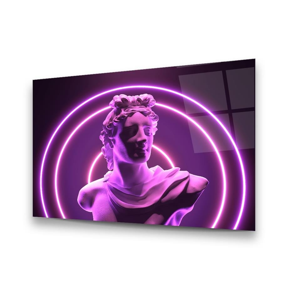 Neon Purple Bust Glass Wall Art