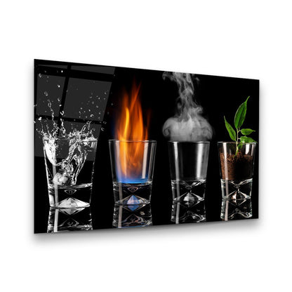 Les Quatre Éléments Tableau en Verre Trempé