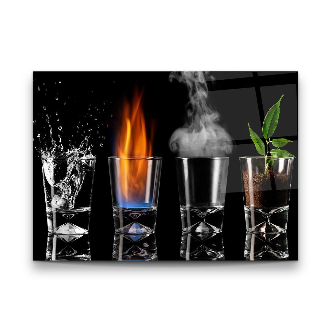 Les Quatre Éléments Tableau en Verre Trempé