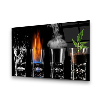 Les Quatre Éléments Tableau en Verre Trempé