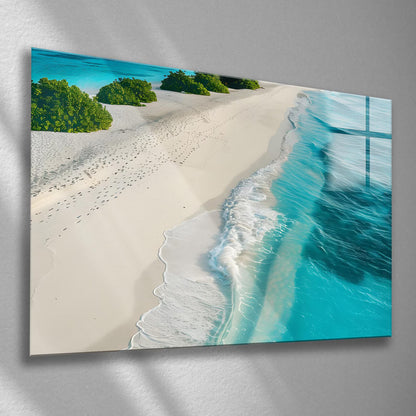 Spiaggia Turchese Quadro in Vetro Temperato