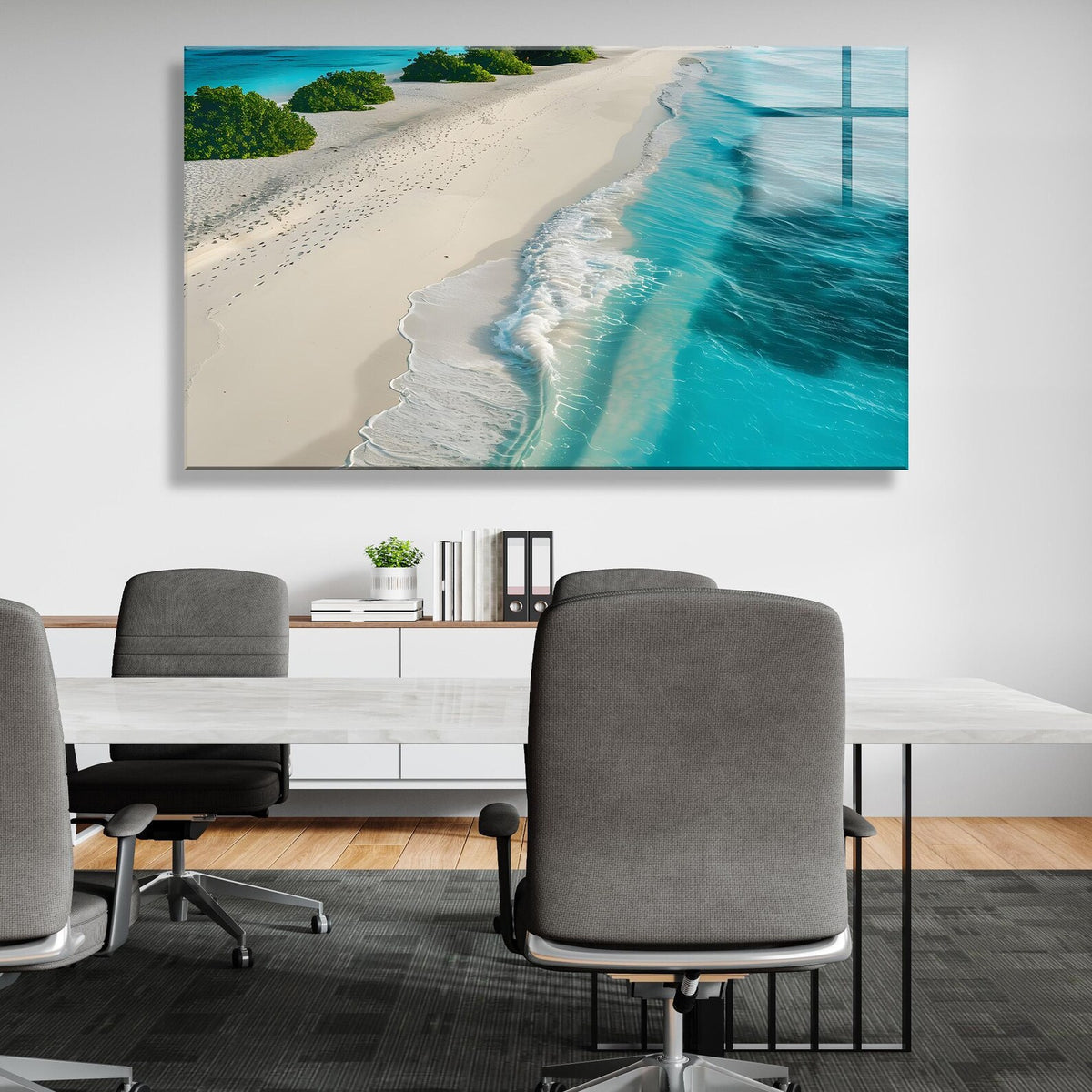 Spiaggia Turchese Quadro in Vetro Temperato