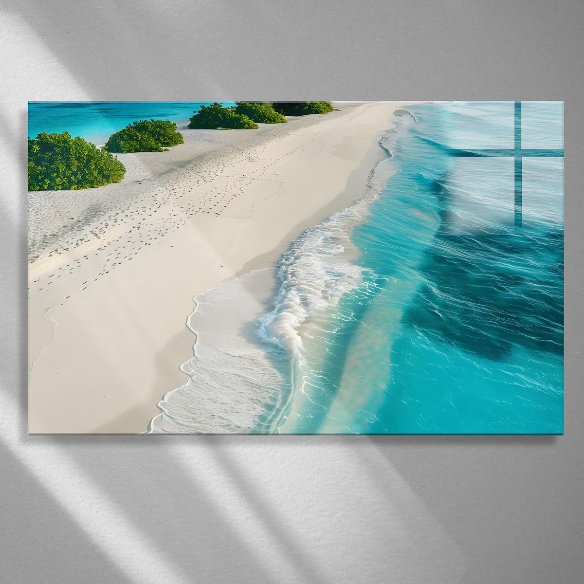 Spiaggia Turchese Quadro in Vetro Temperato