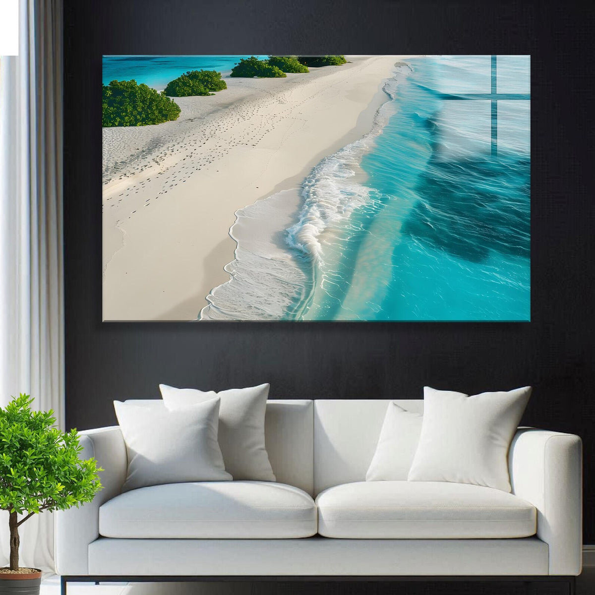 Spiaggia Turchese Quadro in Vetro Temperato