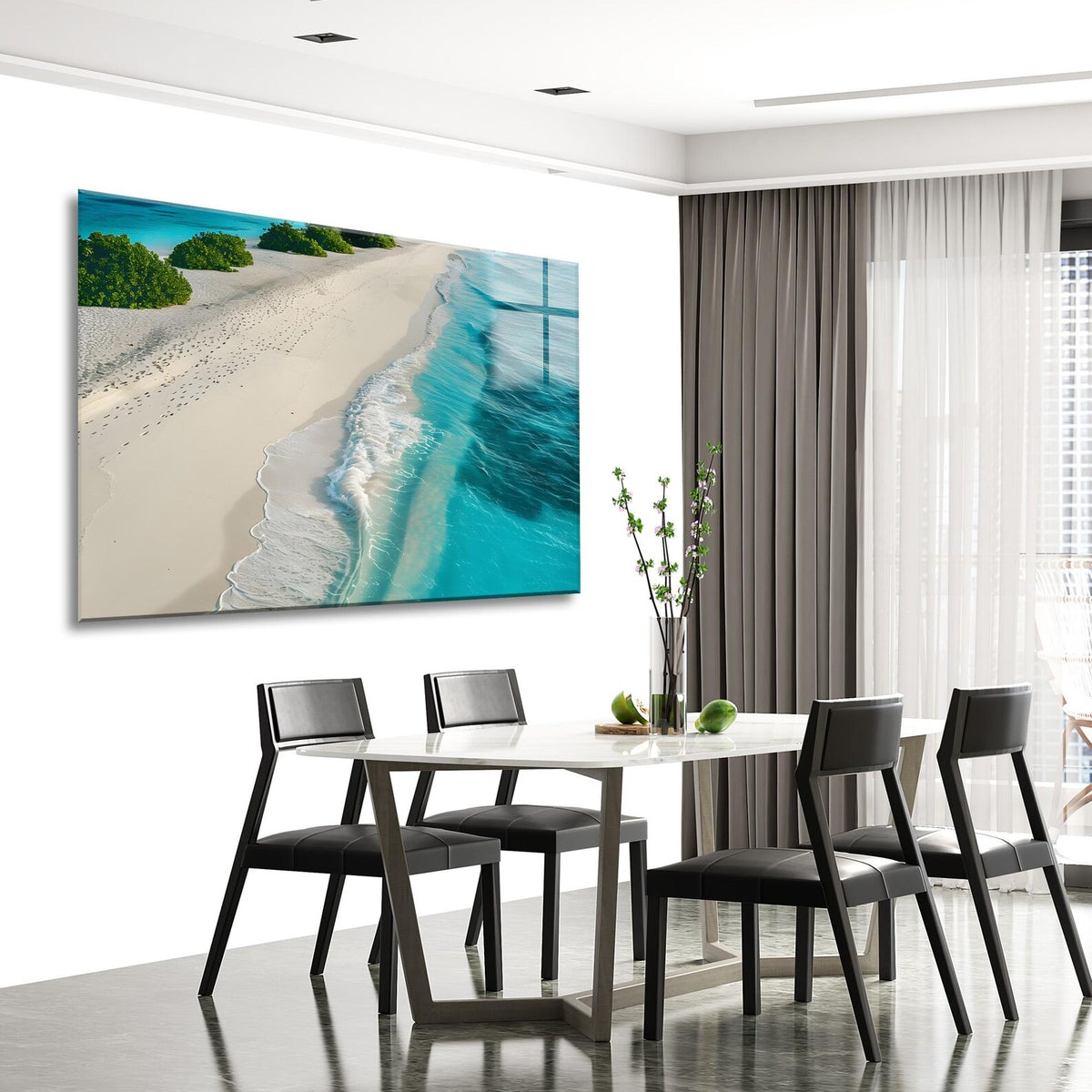 Spiaggia Turchese Quadro in Vetro Temperato