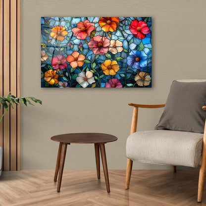Colorful Flowers Glass Wall Art - LUXARTDECO