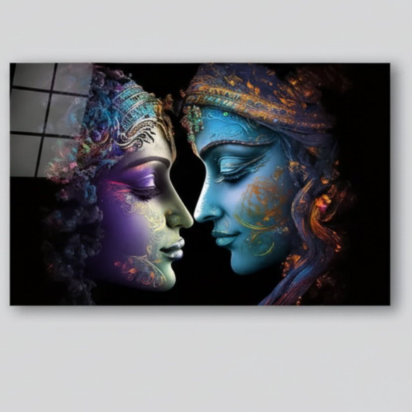 Radha e Krishna Quadro in Vetro Temperato
