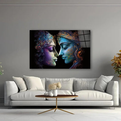 Radha and Krishna Glass Wall Art - LUXARTDECO