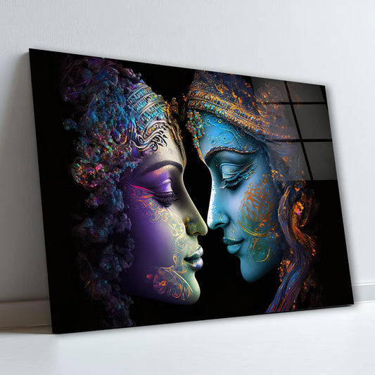 Radha and Krishna Glass Wall Art