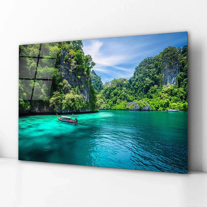 River Glass Wall Art - LUXARTDECO