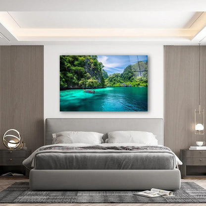 River Glass Wall Art - LUXARTDECO