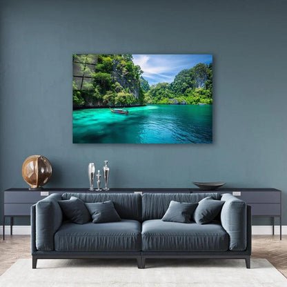 River Glass Wall Art - LUXARTDECO