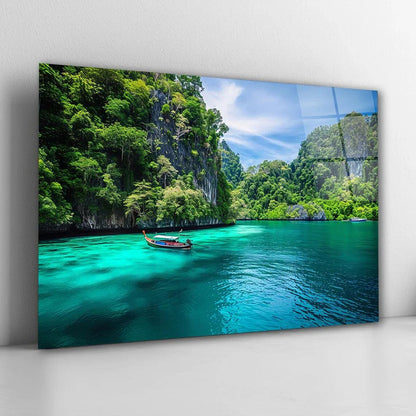 River Glass Wall Art - LUXARTDECO