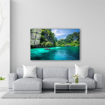 River Glass Wall Art - LUXARTDECO