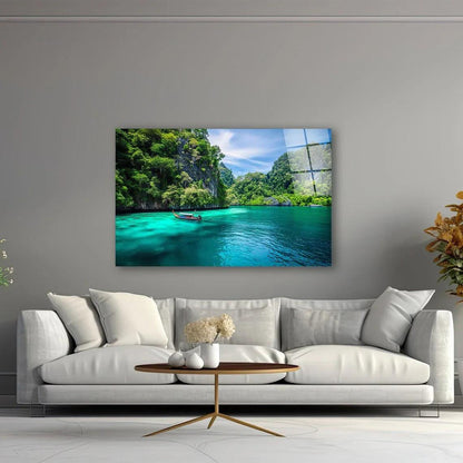 River Glass Wall Art - LUXARTDECO
