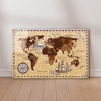 Décoration murale en verre représentant une carte du monde