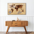 Décoration murale en verre représentant une carte du monde