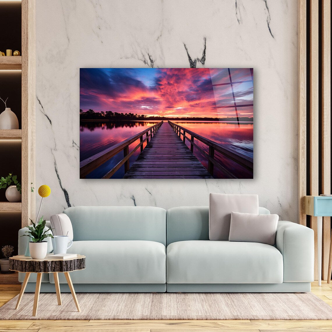 Décoration murale en verre au coucher du soleil