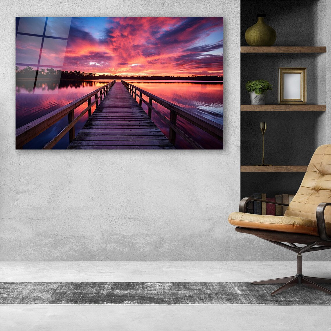 Décoration murale en verre au coucher du soleil