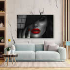 Décoration murale en verre avec lèvres rouges