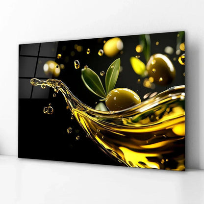 Olives Glass Wall Art - LUXARTDECO