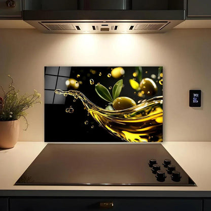 Olives Glass Wall Art - LUXARTDECO