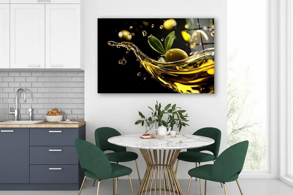 Olives Glass Wall Art - LUXARTDECO