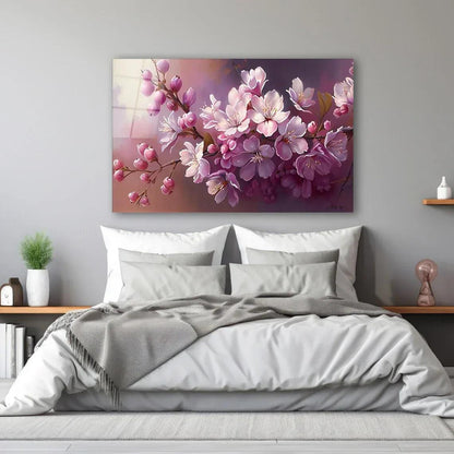Cherry Blossom Glass Wall Art - LUXARTDECO