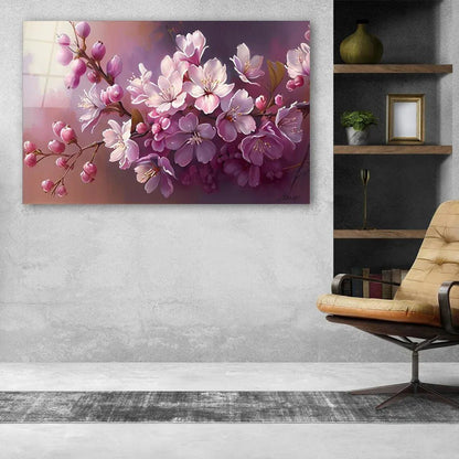 Cherry Blossom Glass Wall Art - LUXARTDECO