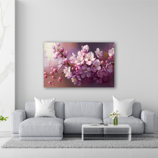 Cherry Blossom Glass Wall Art