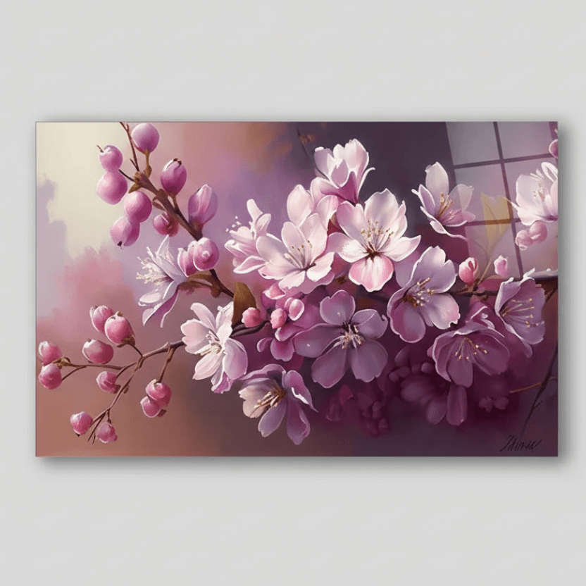 Cherry Blossom Quadro in Vetro Temperato