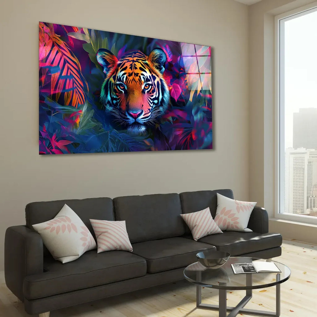 Tiger Glass Wall Art - LUXARTDECO