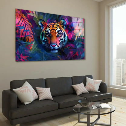 Tiger Glass Wall Art - LUXARTDECO