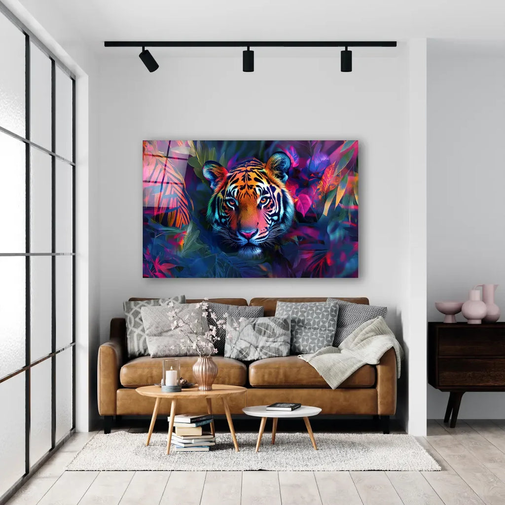 Tiger Glass Wall Art - LUXARTDECO