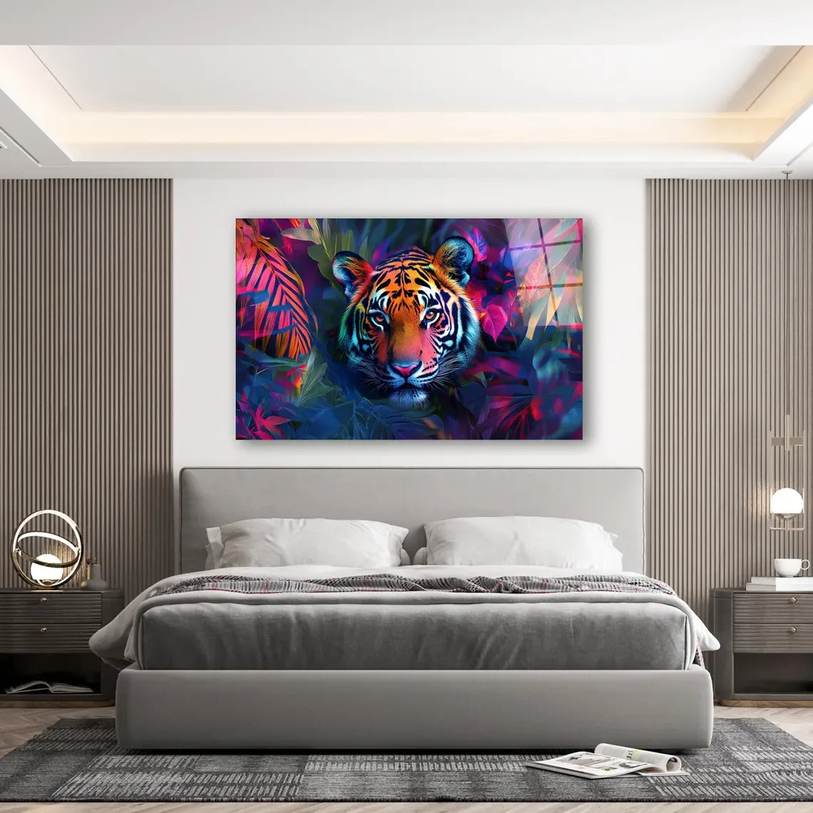 Tiger Glass Wall Art - LUXARTDECO