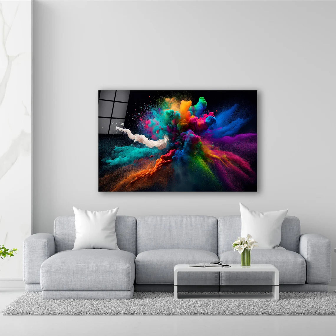 Décoration murale en verre aux éclaboussures colorées