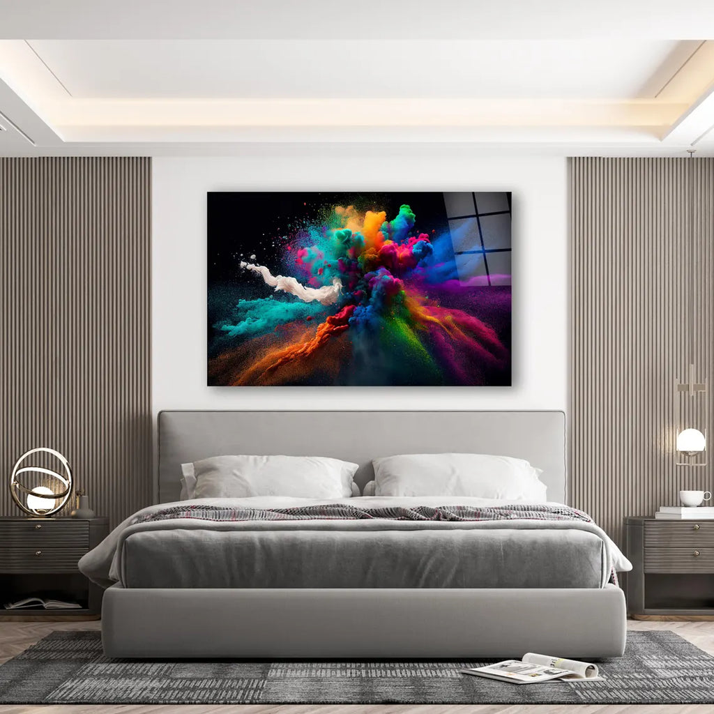 Décoration murale en verre aux éclaboussures colorées