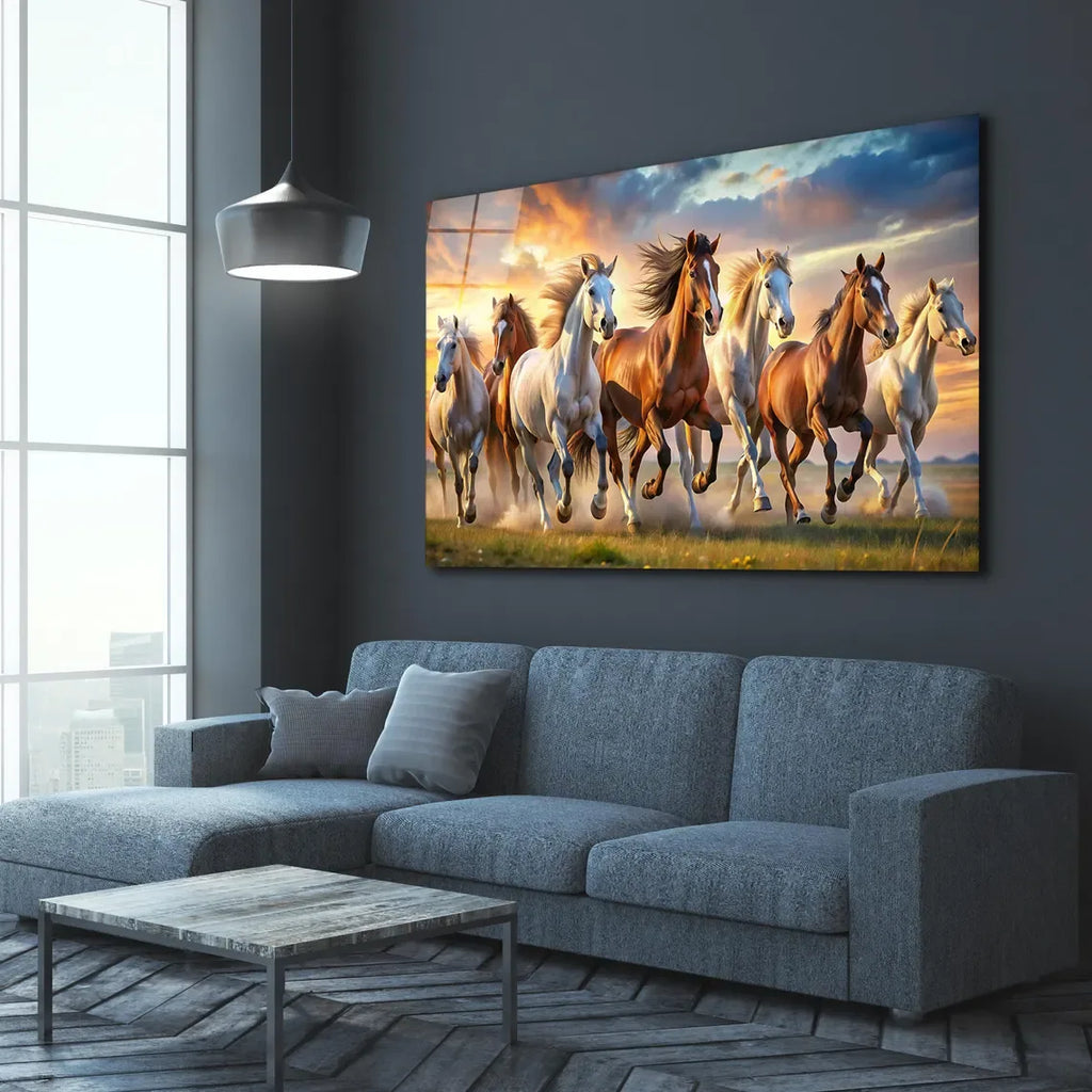 Horses Glass Wall Art - LUXARTDECO