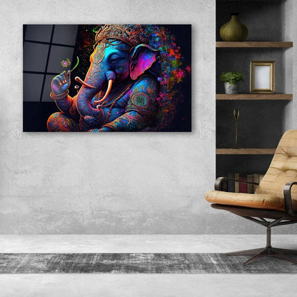 Ganesha Glass Wall Art - LUXARTDECO