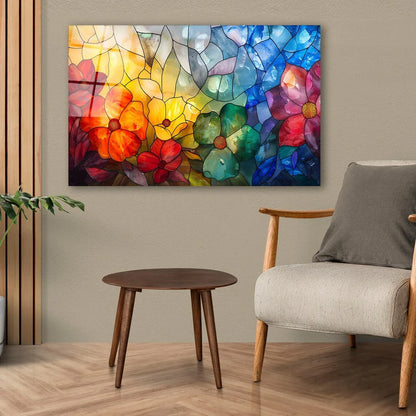 Colorful Flowers Glass Wall Art - LUXARTDECO