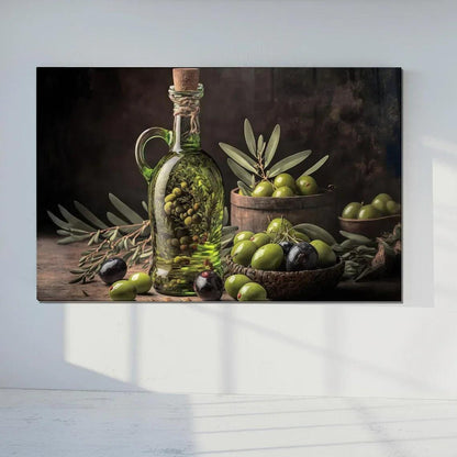 Olives Glass Wall Art - LUXARTDECO
