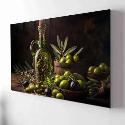 Olives Glass Wall Art - LUXARTDECO