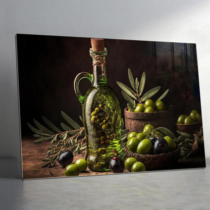 Olives Glass Wall Art - LUXARTDECO