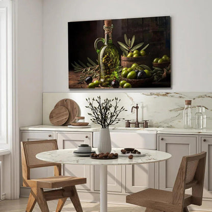 Olives Glass Wall Art - LUXARTDECO